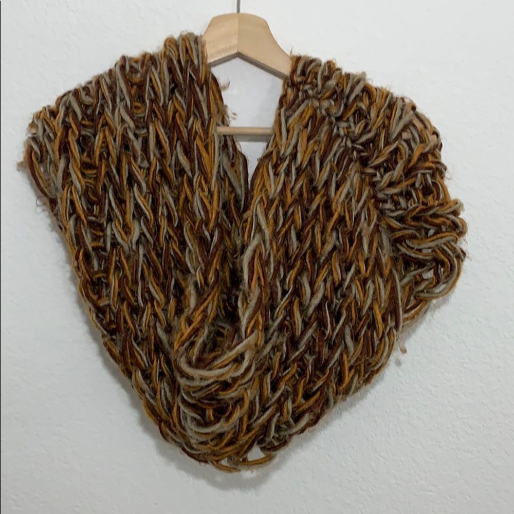 Brown knit infinity scarf
